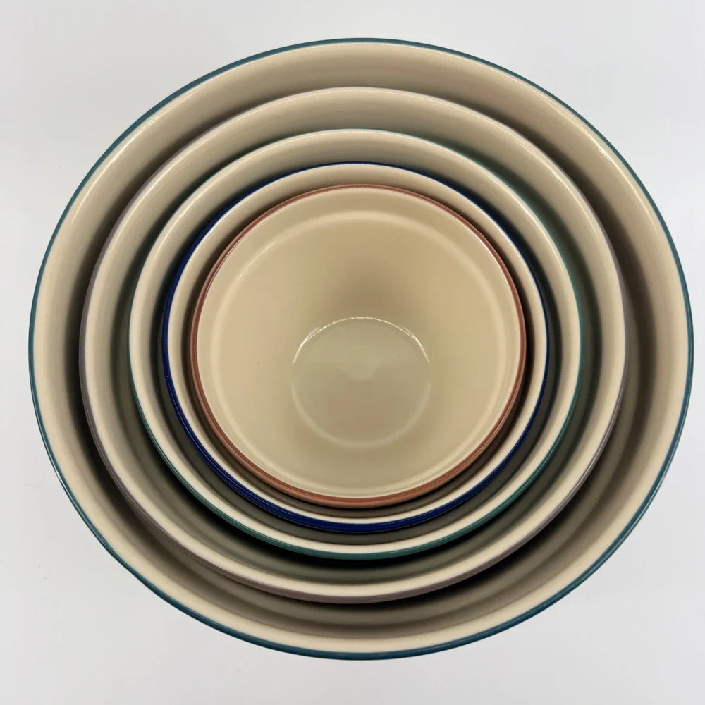 Over and Back Bistro Nesting Mixing Bowl Set‎ 5 Portugal Stoneware Color Band